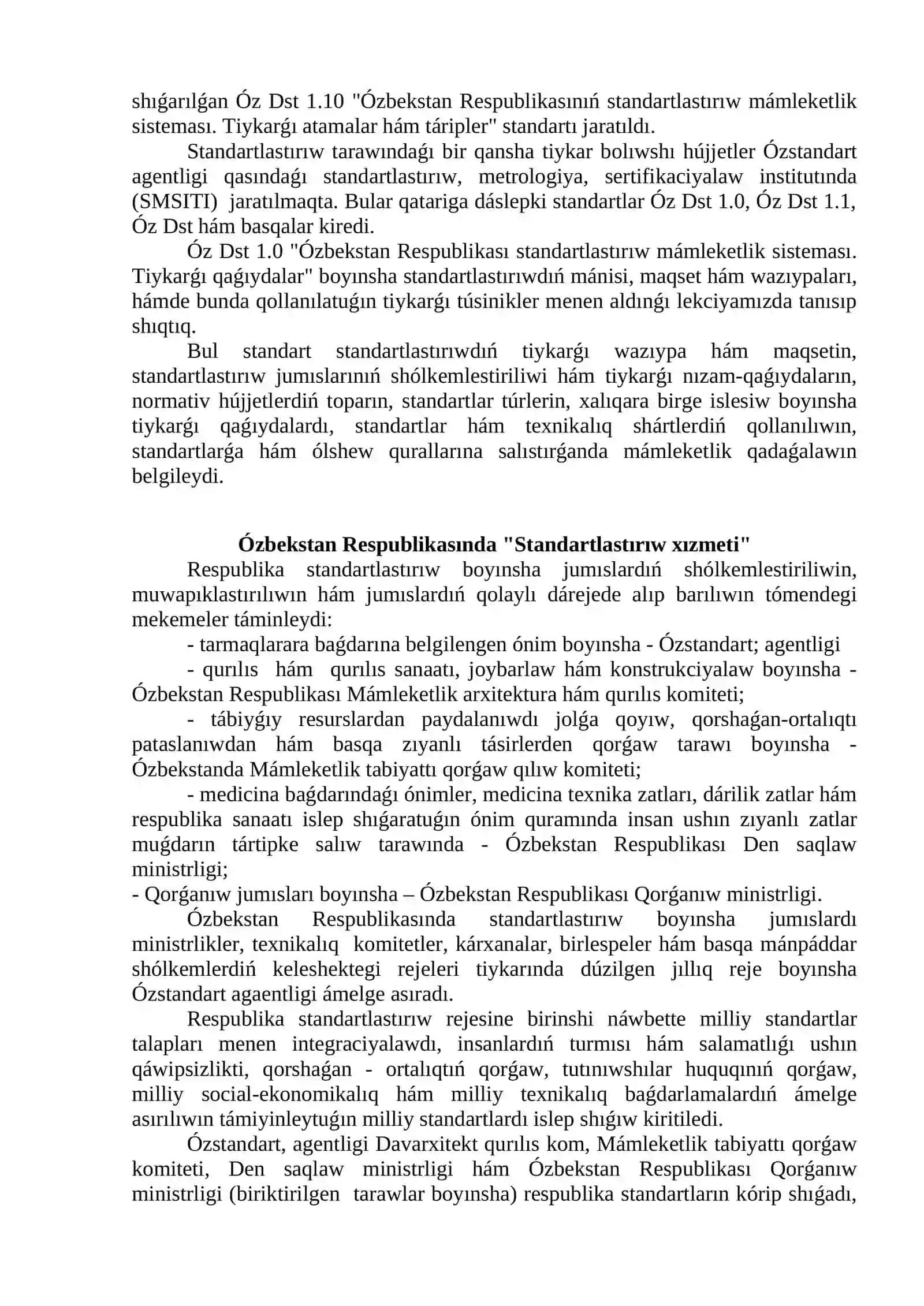 STANDARTLASTÍRÍW SISTEMASÍ 2