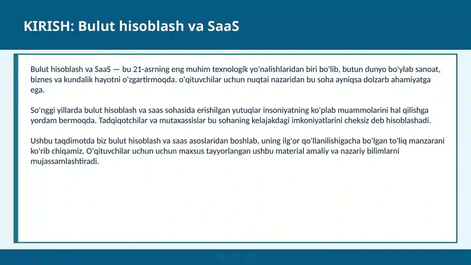 Bulut Hisoblash va SaaS 2