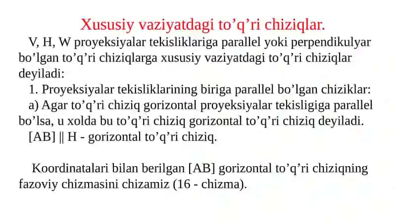 Xususiyvaziyatdagi to’q’richiziqlar 2