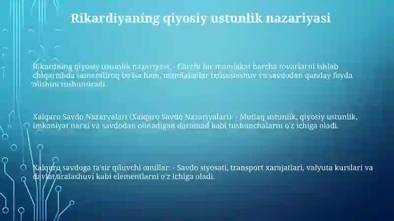 Xalqaro Savdo Nazaryalari 2