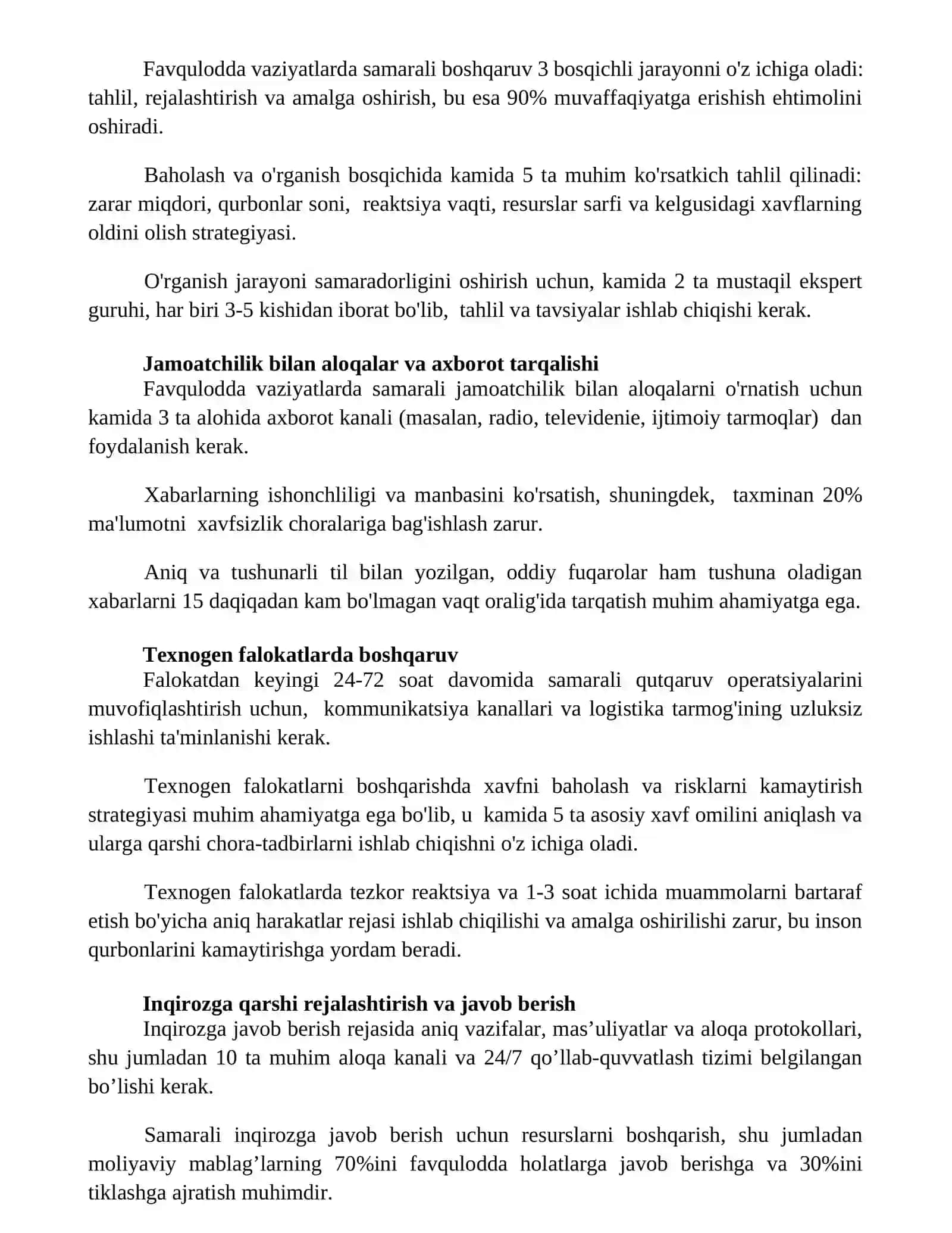 Turli favqulodda vaziyatlarda boshqaruvning xususiyatlari 2