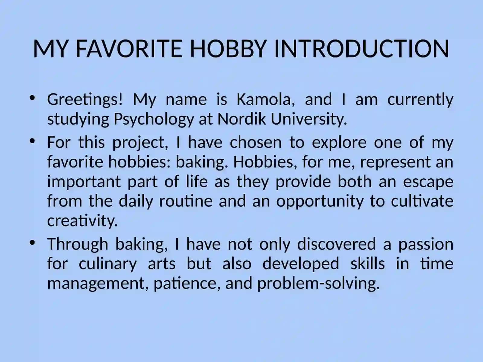 MY FAVORITE HOBBY INTRODUCTION 2