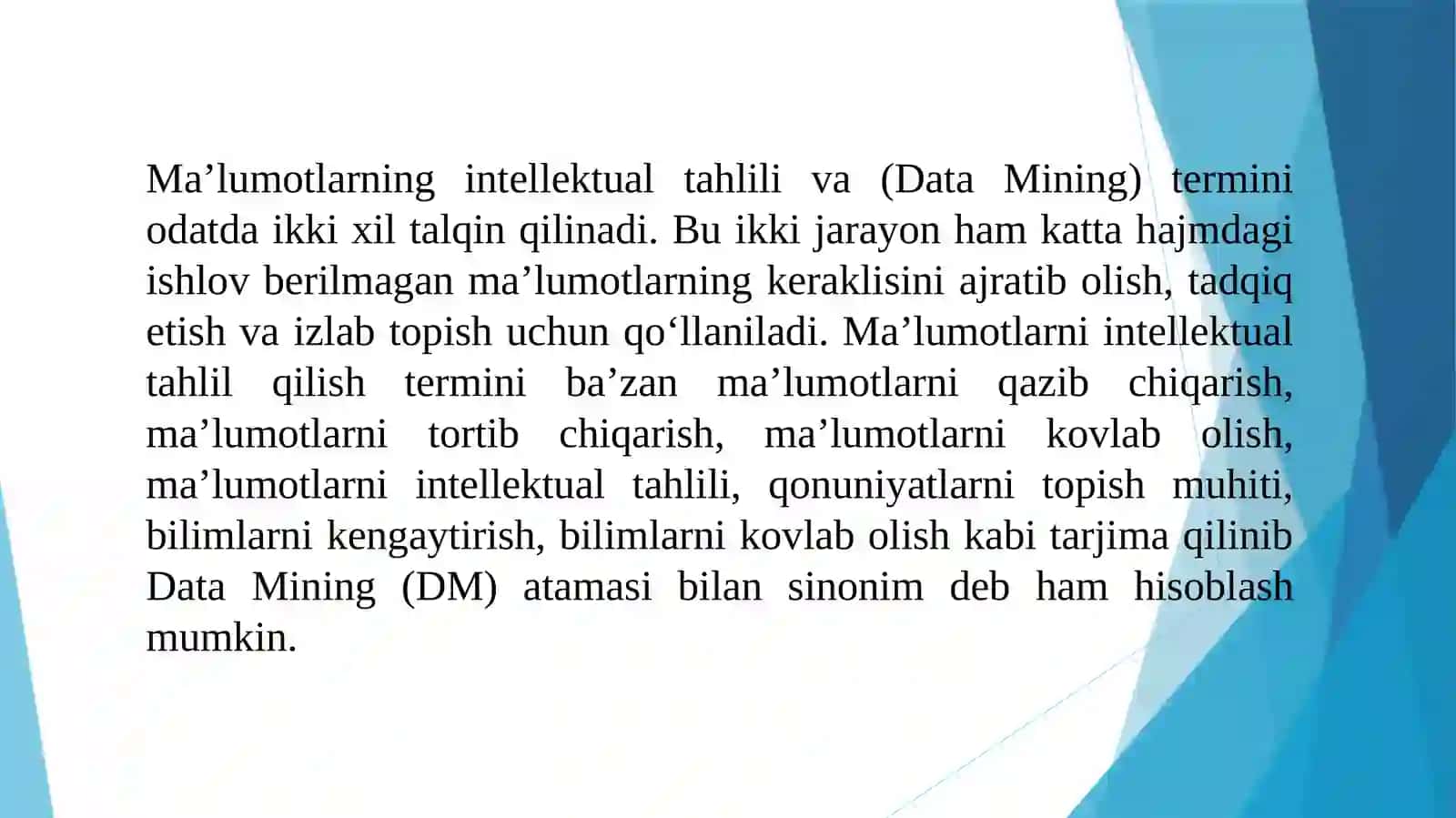 Ma’lumotlarning intellektual tahlili 2