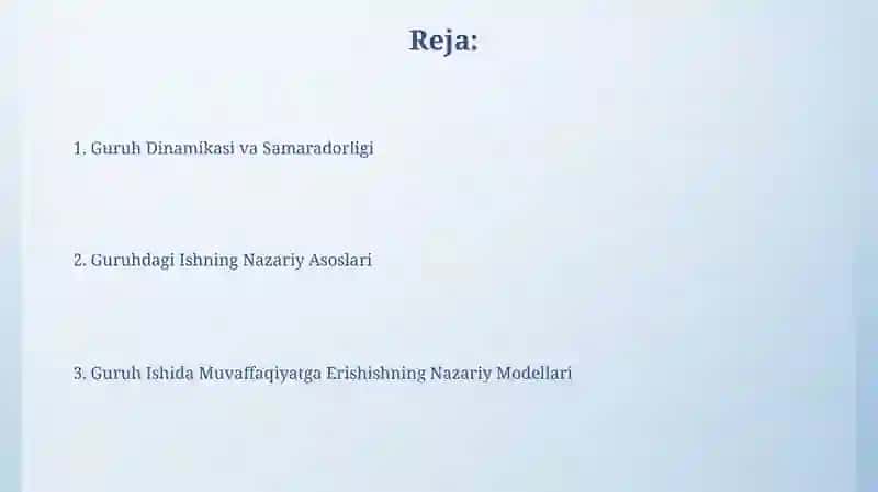 Guruh bilan ishlashning nazariy asoslari 2