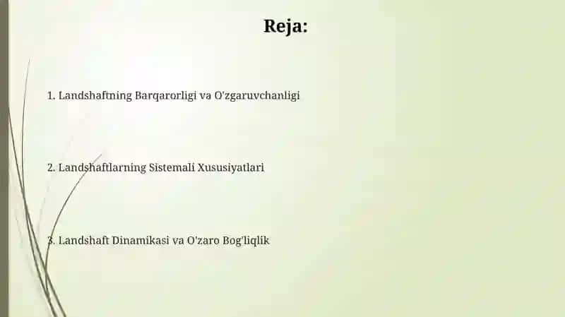 Landshaftlarning tizim sifatidagi xususiyatlari 2