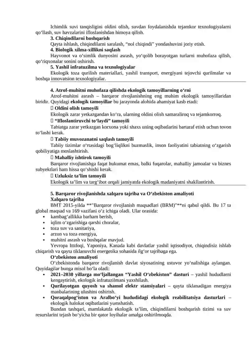 Barqaror rivojlanish: nazariy asoslar va ekologik tamoyillar 2