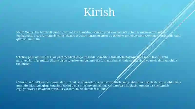 O'Lchov Transformatorlari Qo'Lanilgan Zanjirlarni Hisoblash 2