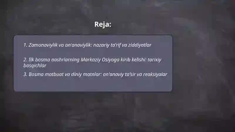 Zamonaviylik: an‘anaviylik va ilk bosma nashrlar 2