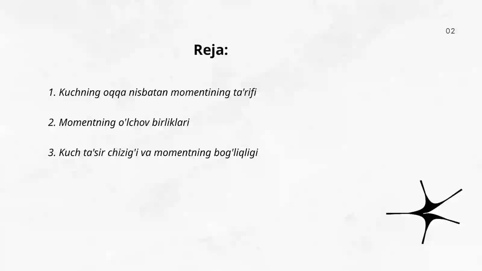 Kuchning oqqa nisbati momenti 2