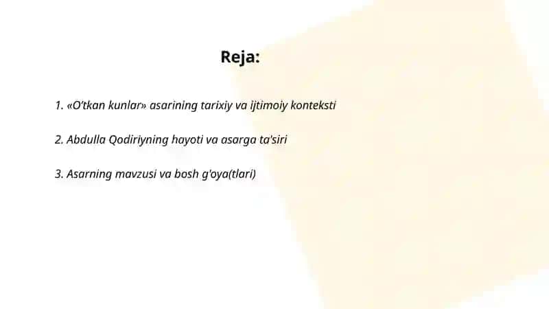 O'tkan kunlar asari tahlili 2