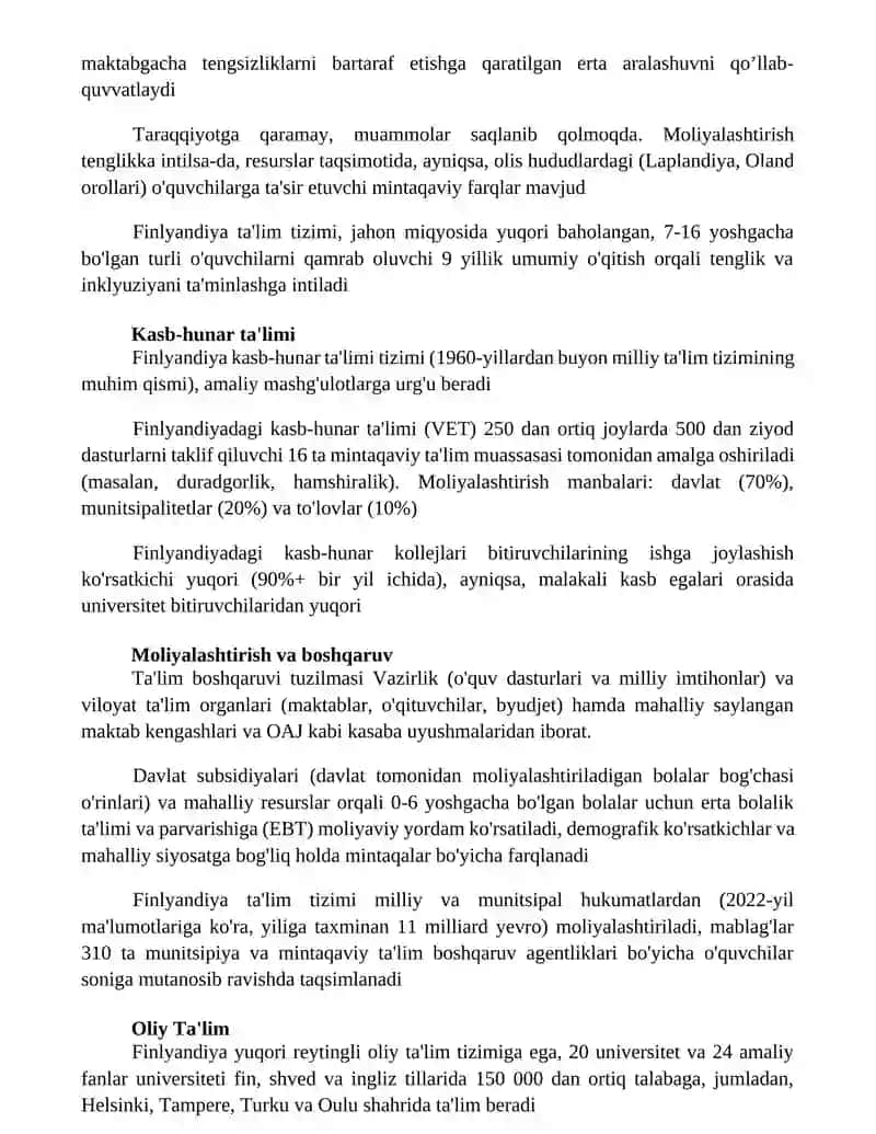 Filandiya ta'lim tizimi 2