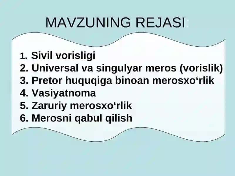 Vorislik Huquqi 2