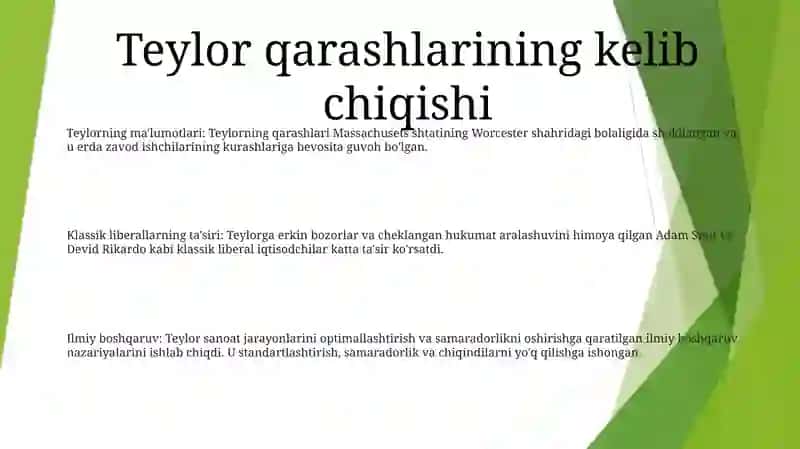 Teylor Qarashlarining Bosqichlari 2