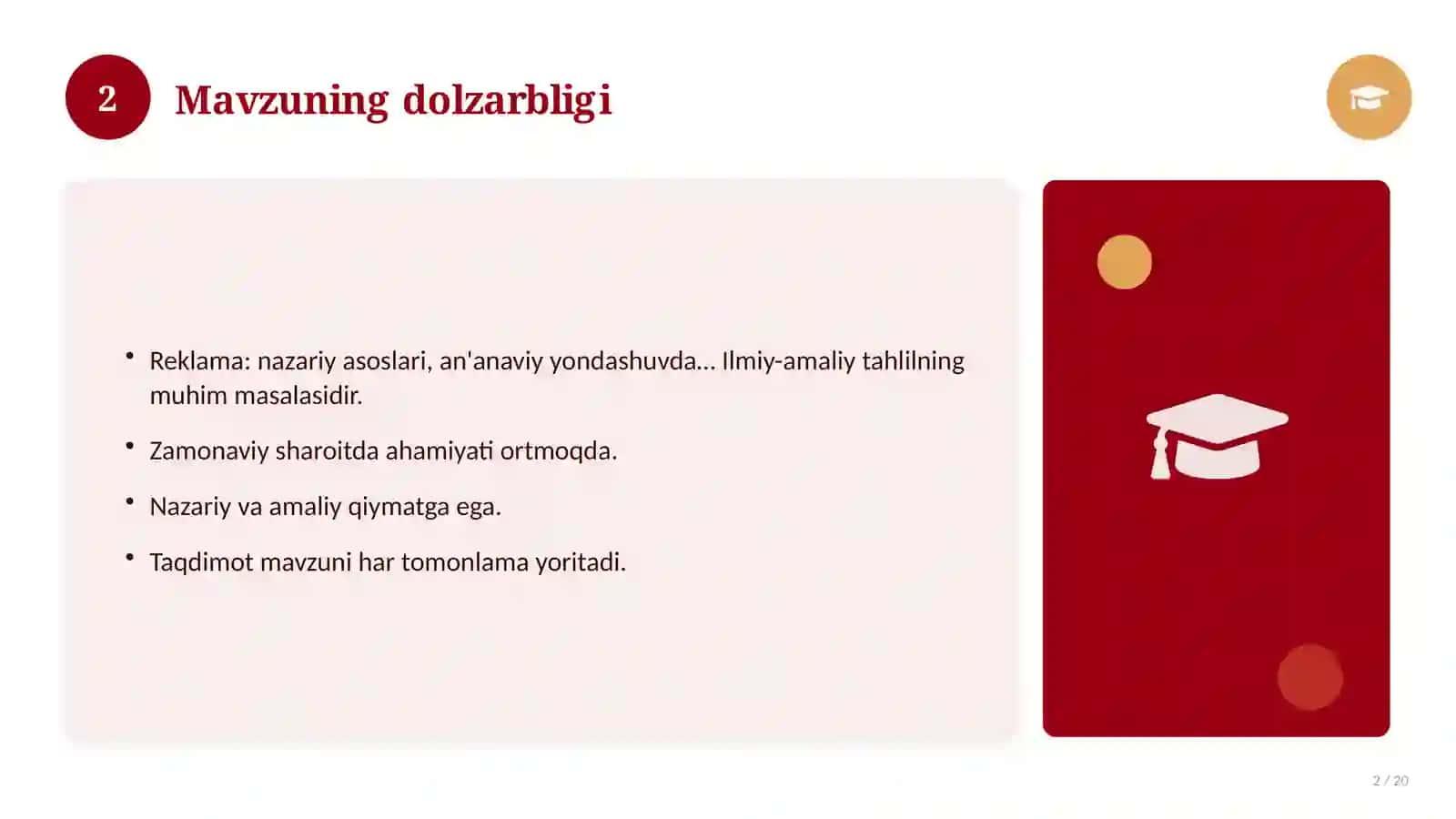 Reklama: nazariy asoslari, an'anaviy yondashuvda (Kurs ishi) 2