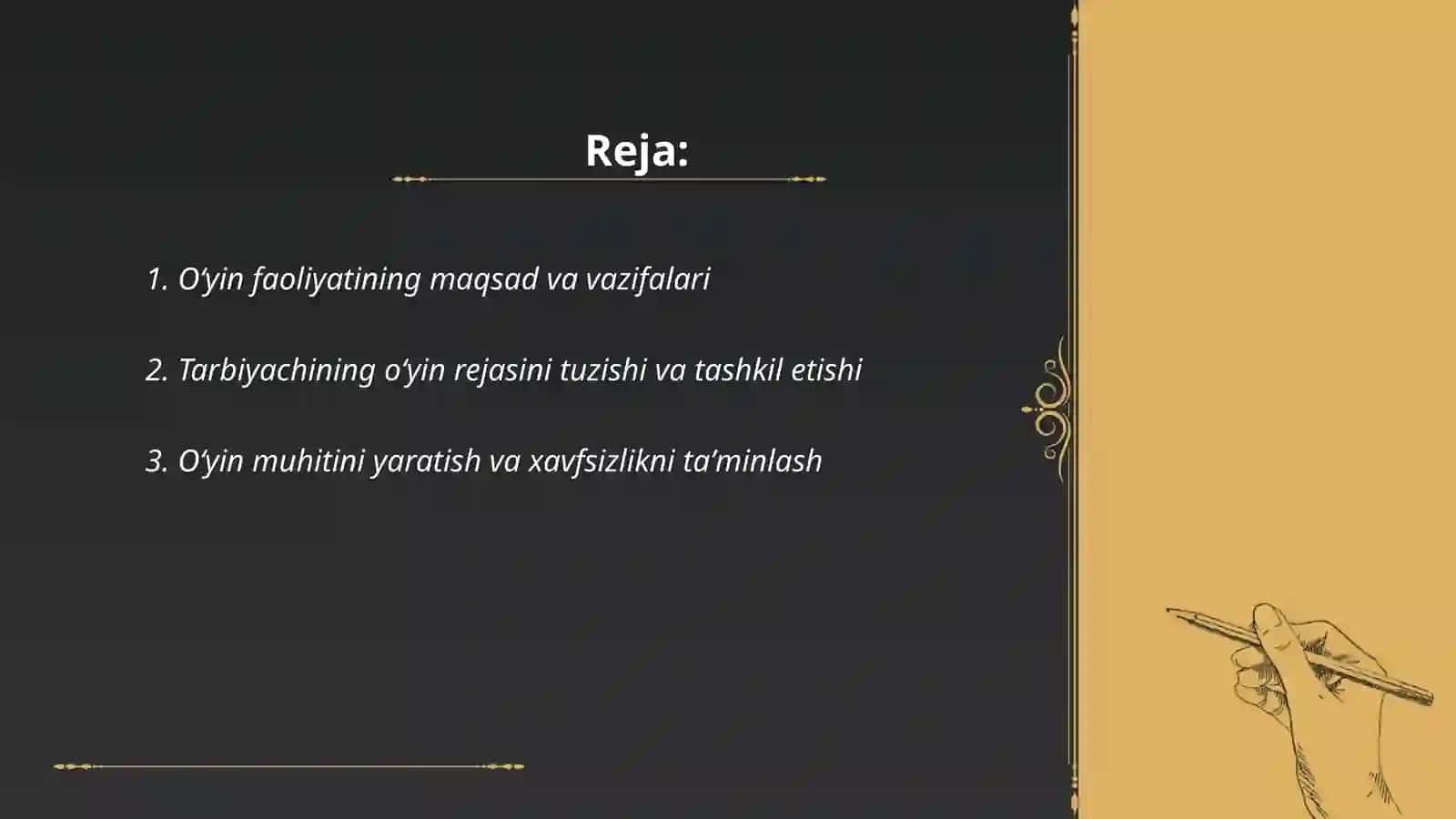 Oʻyin faoliyatiga rahbarlik qilishi 2