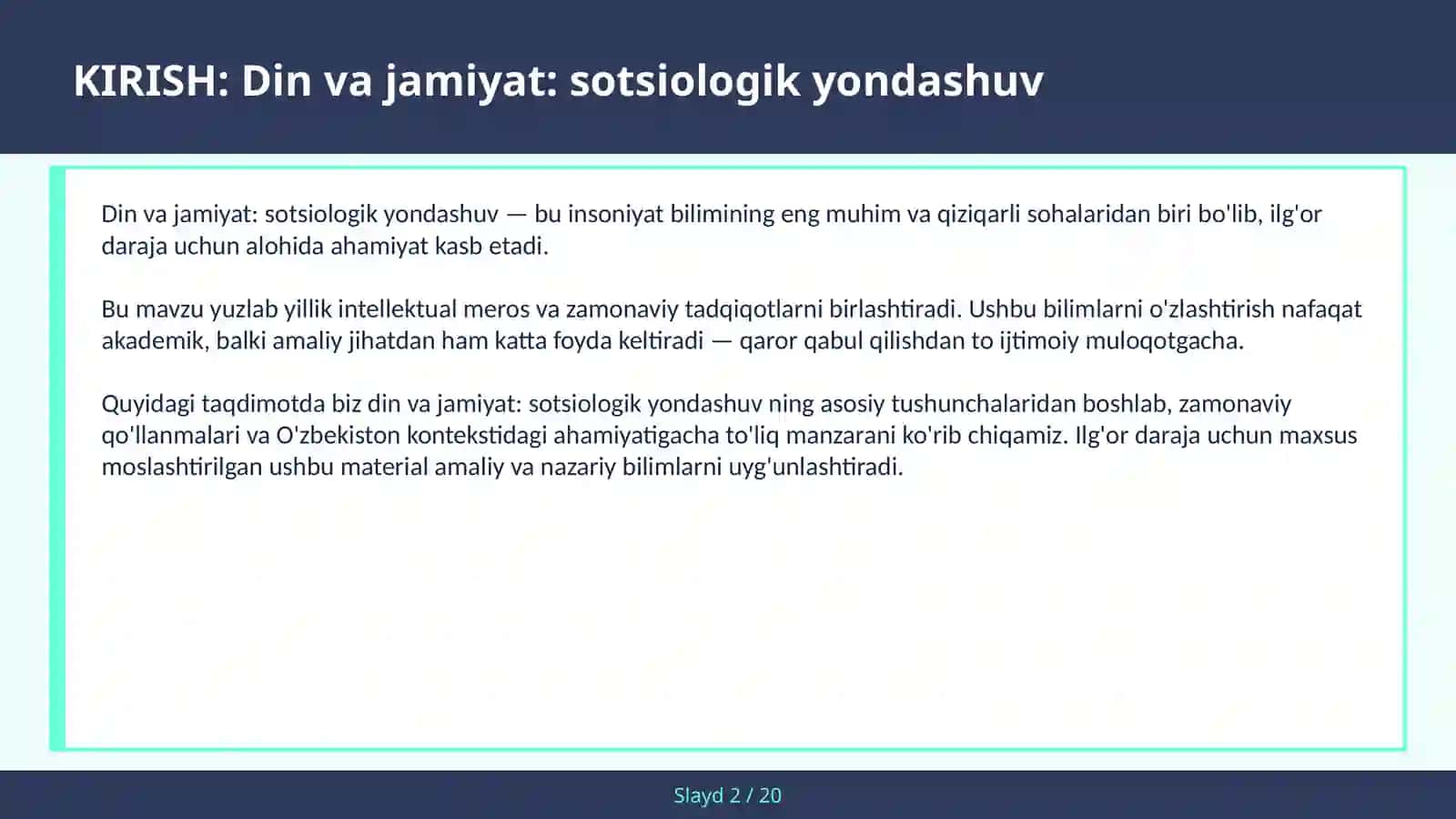 Din va jamiyat: sotsiologik yondashuv 2