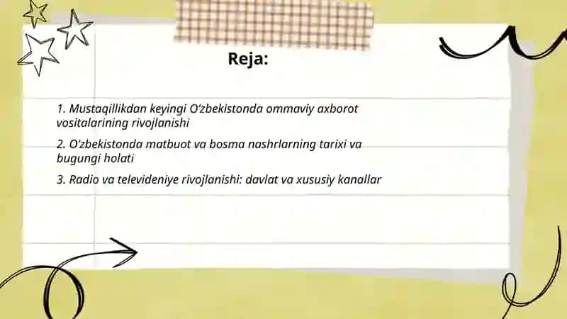 Oʻzbekistonda ommaviy axborot vositalarining rivojlanishi 2