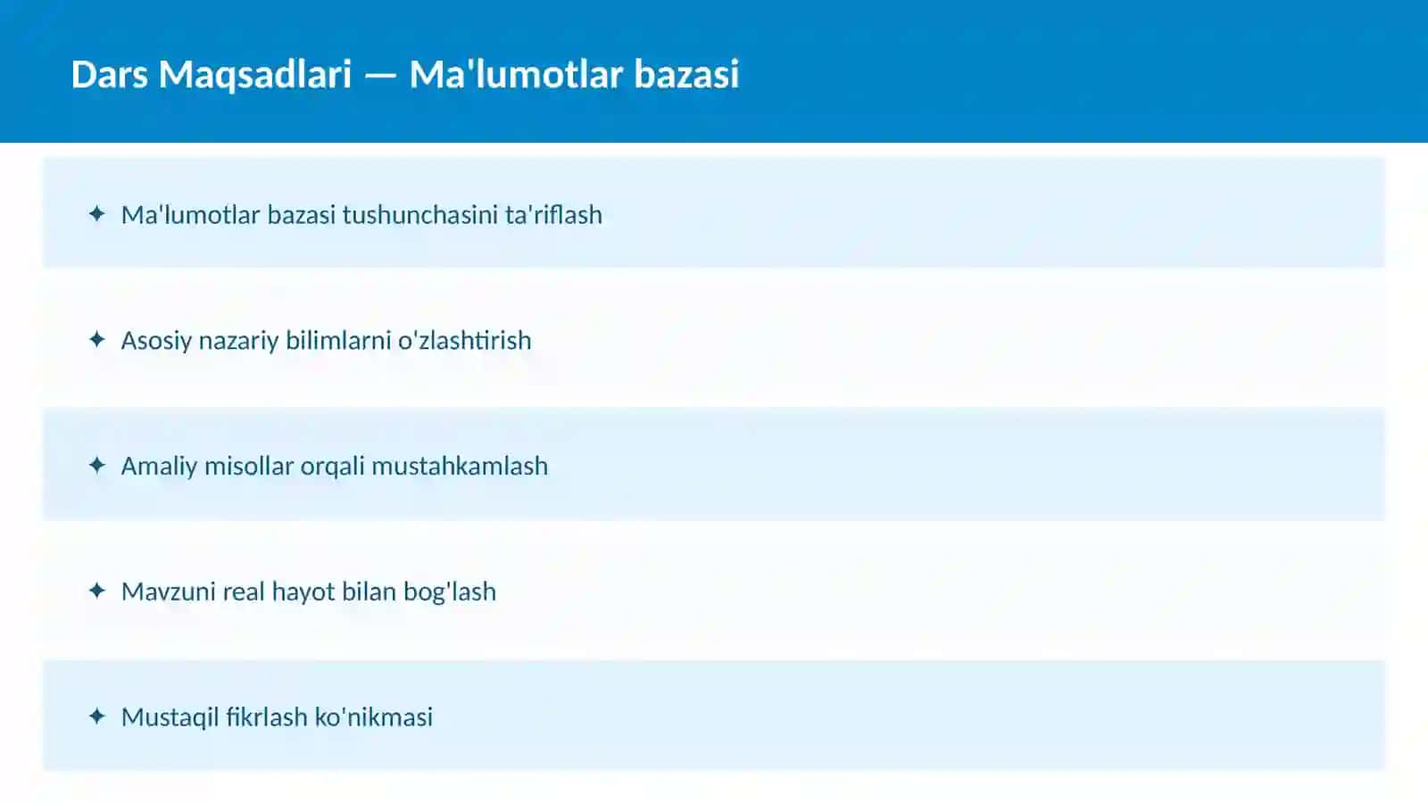 O'qituvchilar va talabalar uchun dars ishlanma 2
