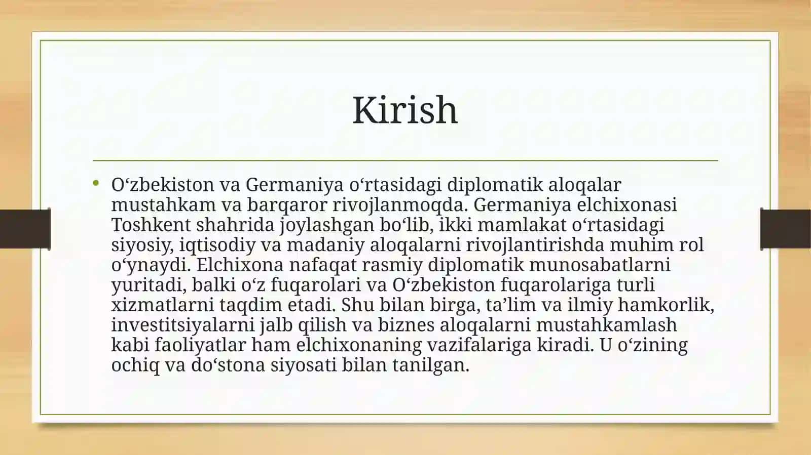 O’zbekiston va Germaniya Elchixonasi 2