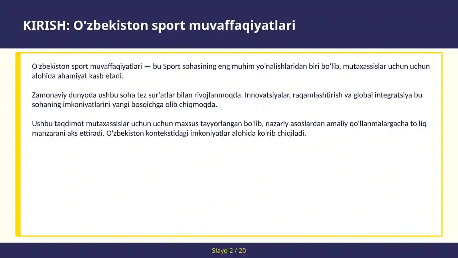 O'ZBEKISTON SPORT MUVAFFAQIYATLARI 2