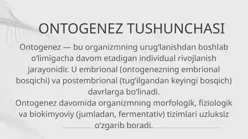 Ontogenezda ferment tarkibining o'zgarishi 2