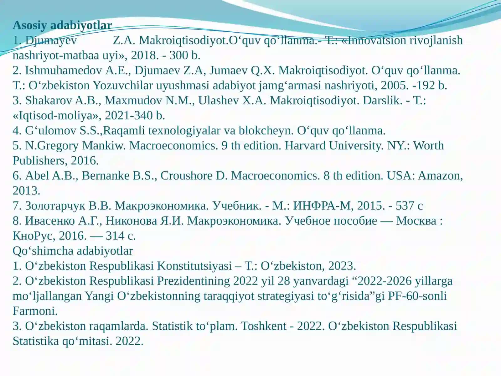 MAKROIQTISODIYOTGA KIRISH 2