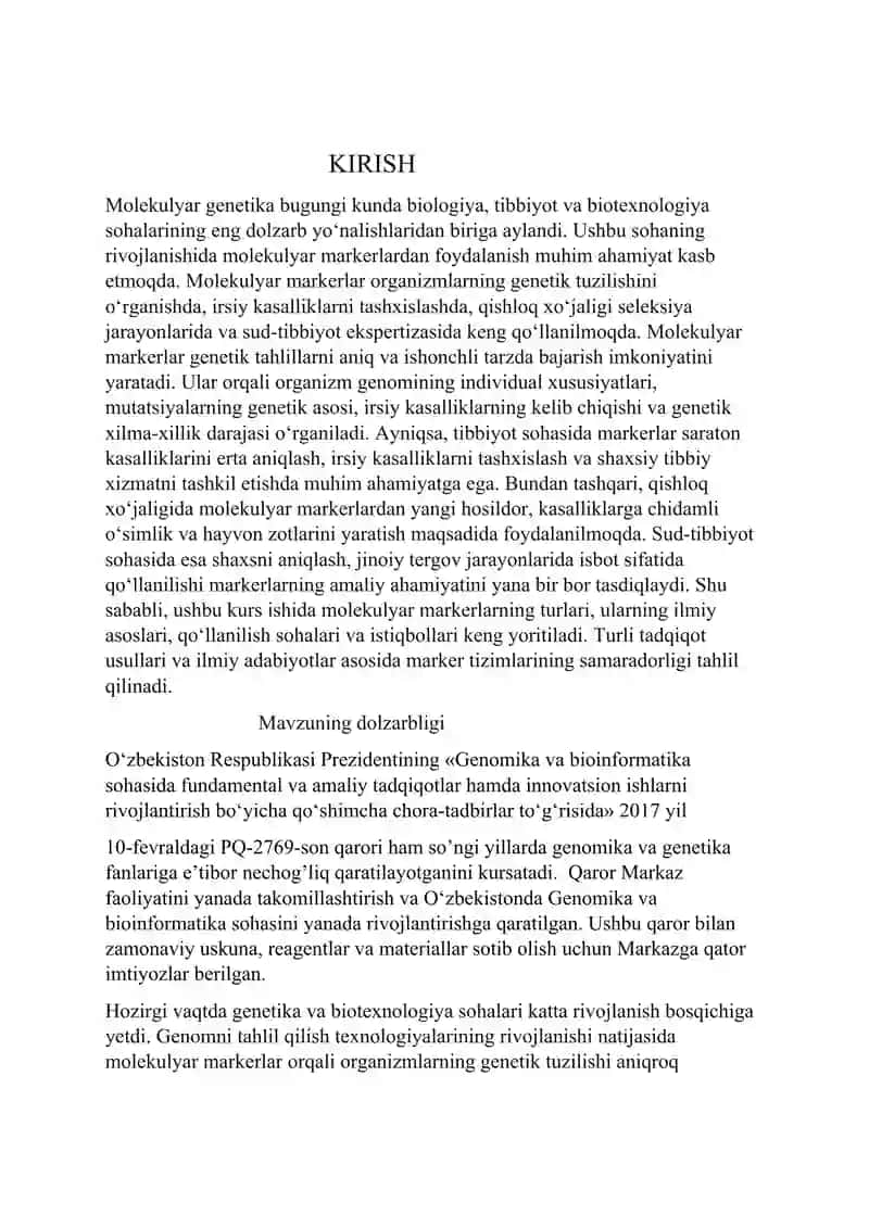 Molekulyar markerlarning amaliyotda qo‘llanilishi 2