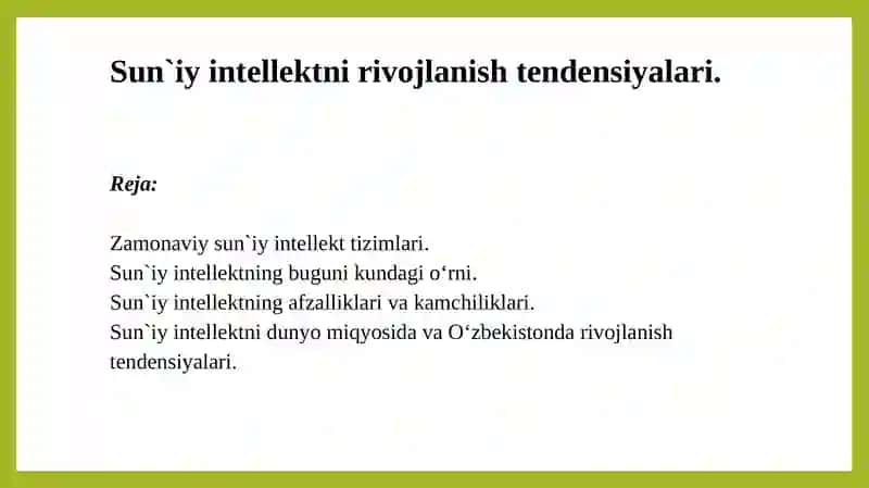 Sun`iy intellektni rivojlanish tendensiyalari. 2