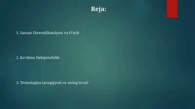 Sanoat Diversifikatsiyasi va O'sish 2