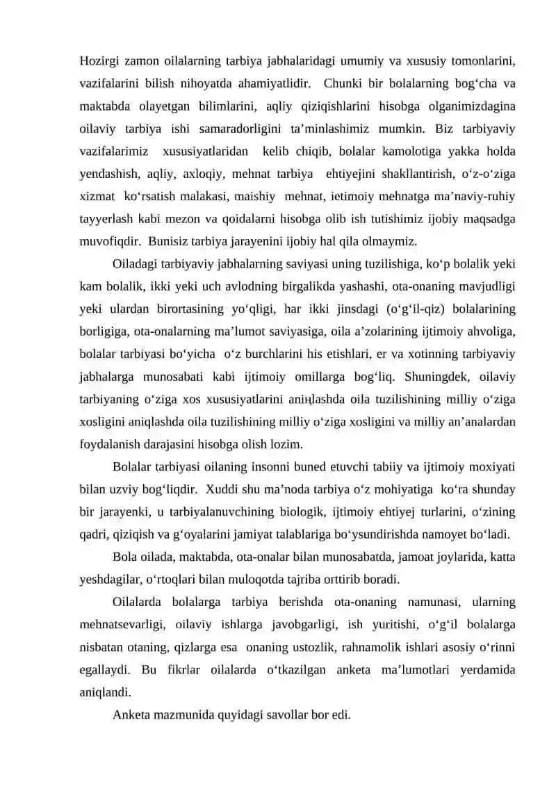 Oilada bola tarbiyasi 2
