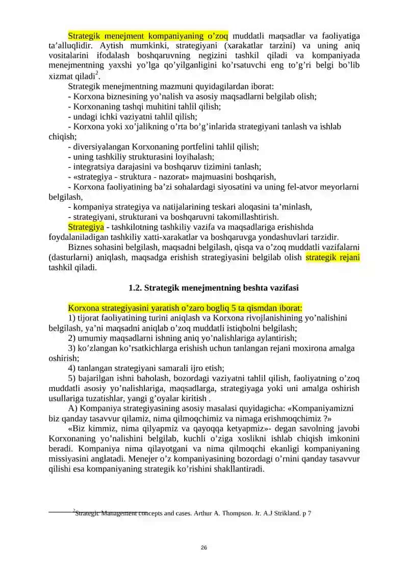 Strategik Boshqarish Jarayoni 2