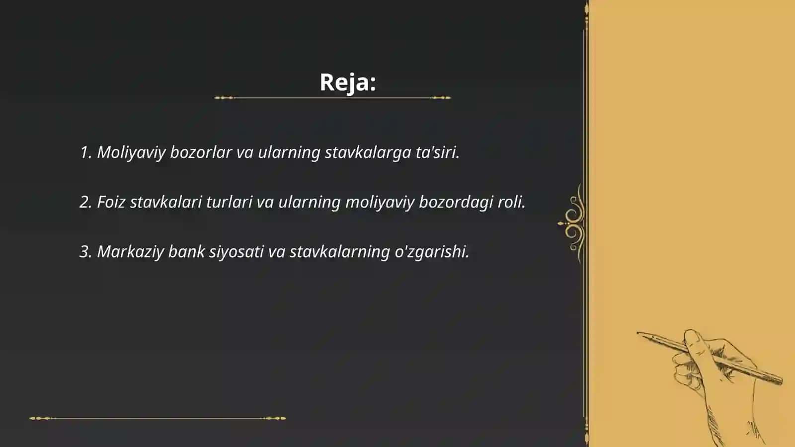 Moliyaviy bozor stavkalari 2