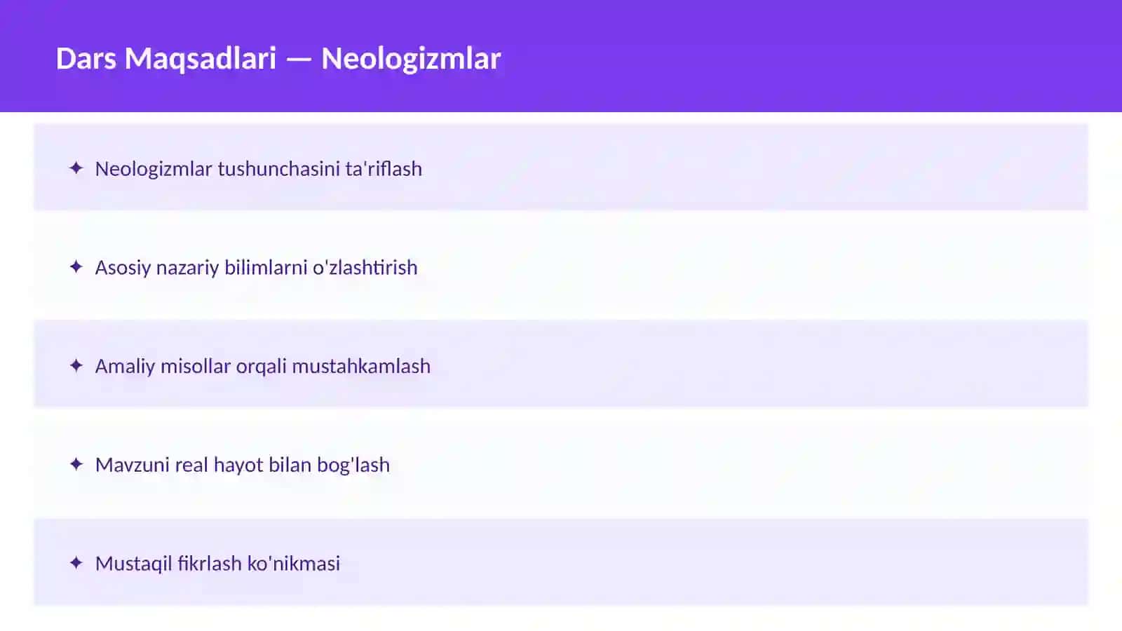 O'ZBEK TILI - Arxaizmlar - Neologizmlar 2