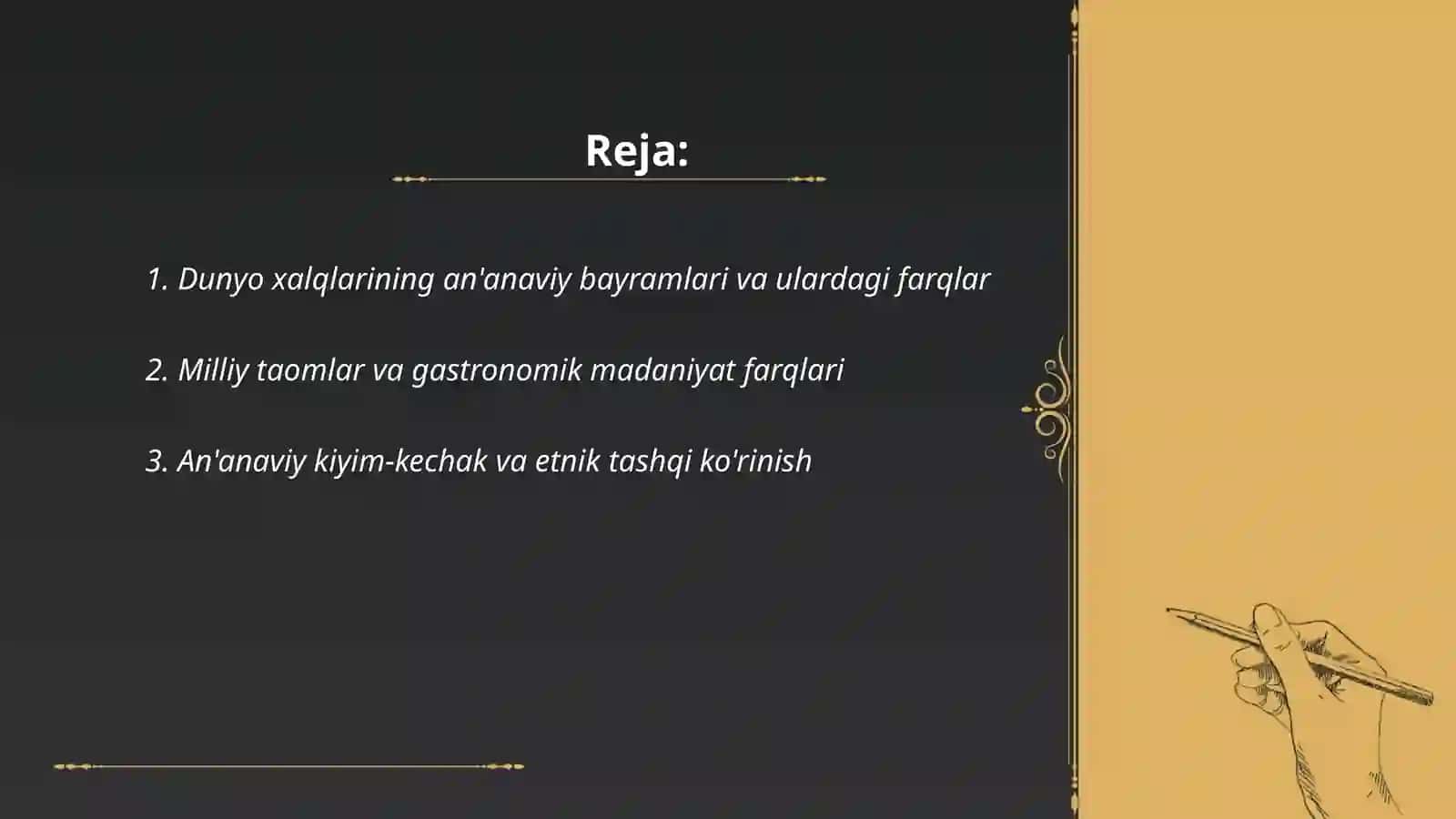 Dunyo xalqlari madaniyati va farqlari 2