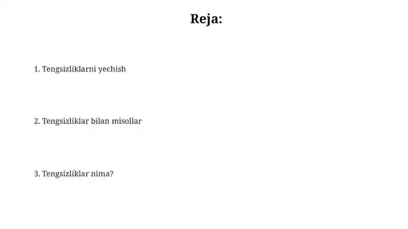 Tengsizliklar bilan misollar 2