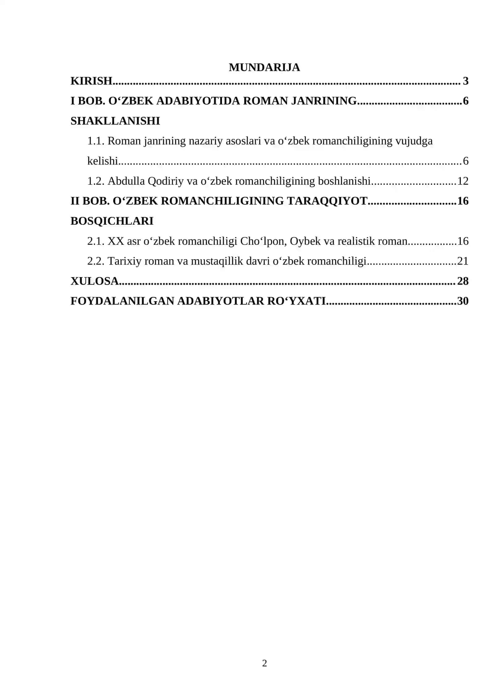 O‘zbek adabiyoti roman janri 2