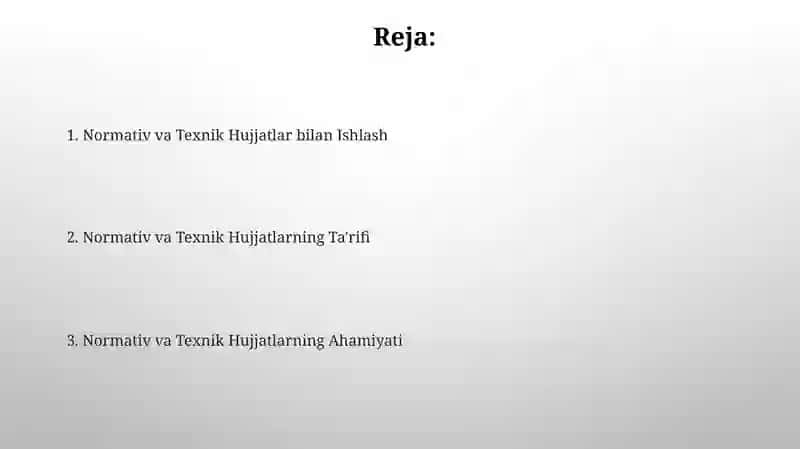 Normativ va Texnik Hujjatlar bilan Ishlash 2