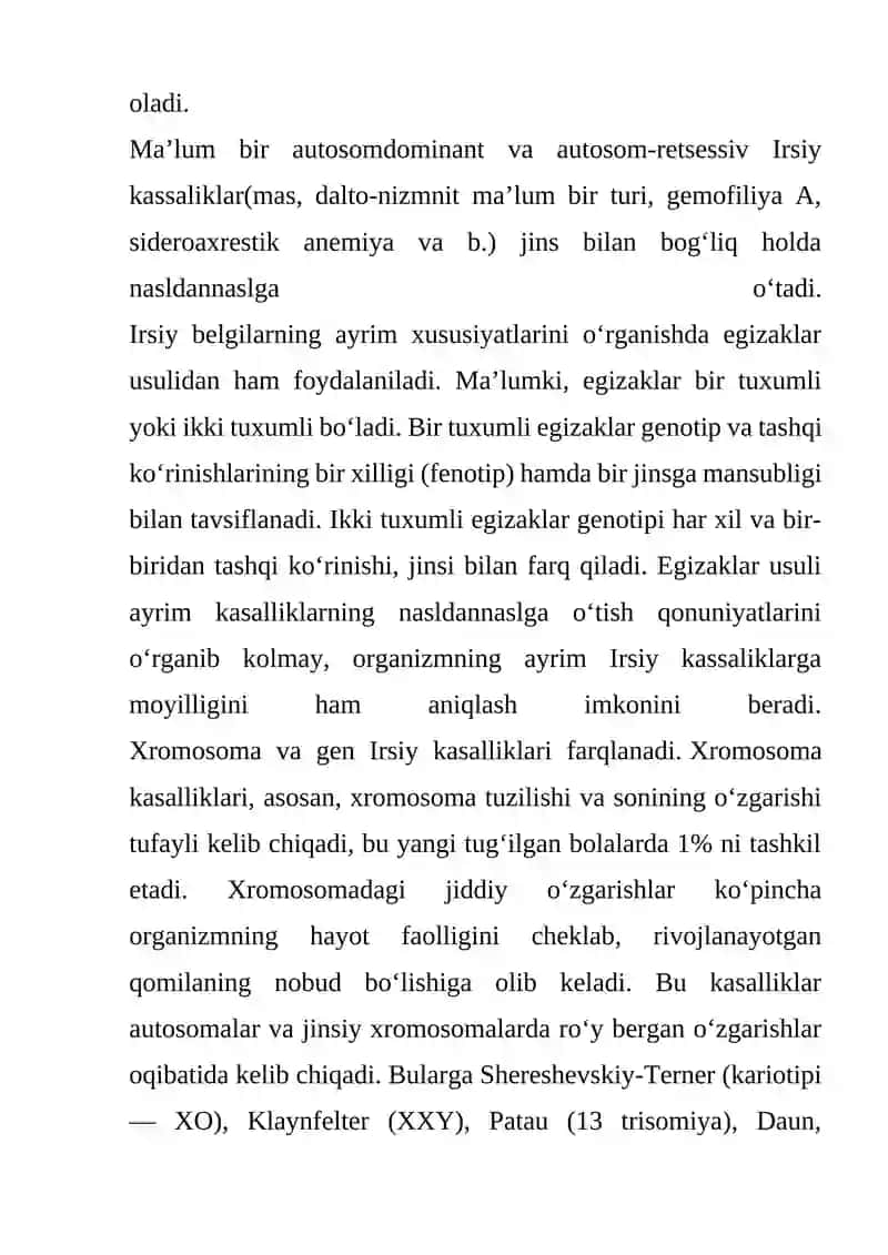 Xromasom va gen kasalliklari 2