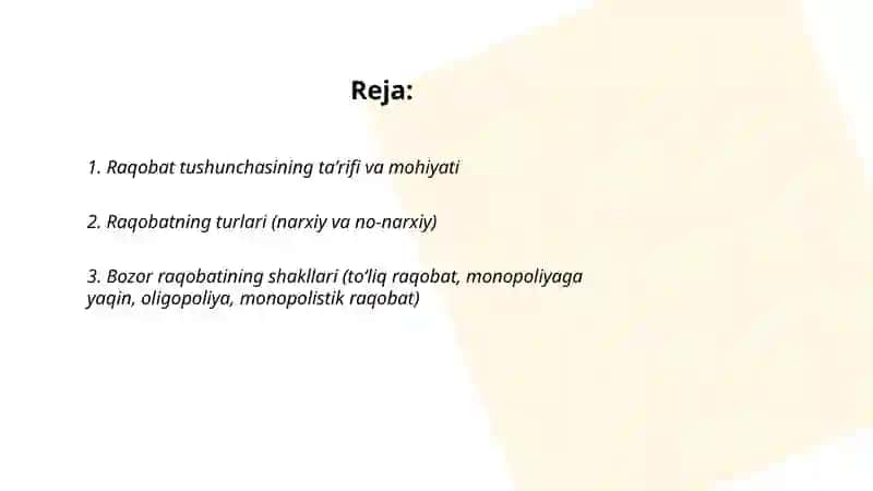 Raqobat tushunchasi 2