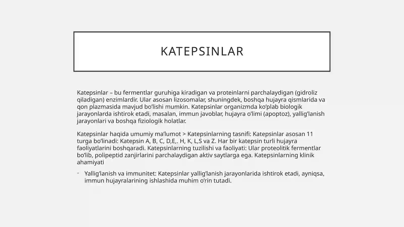 katepsinlar, ularni klinik ahamiyati 2