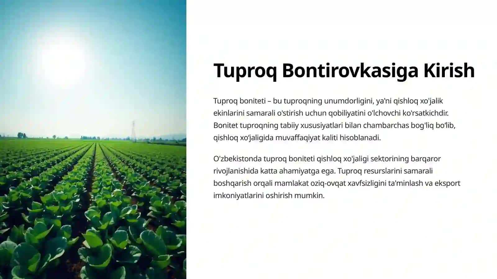Tuproq Bontirovkasiga Kirish 2