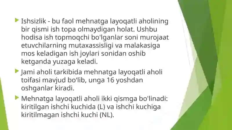 ishsizlik va uning kelib chiqishi 2