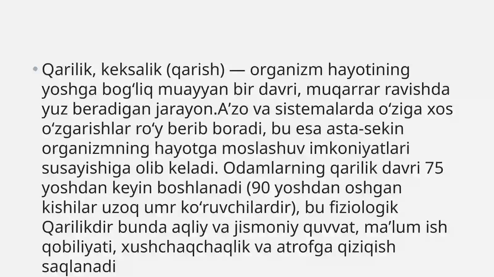 Keksalik va qarish 2