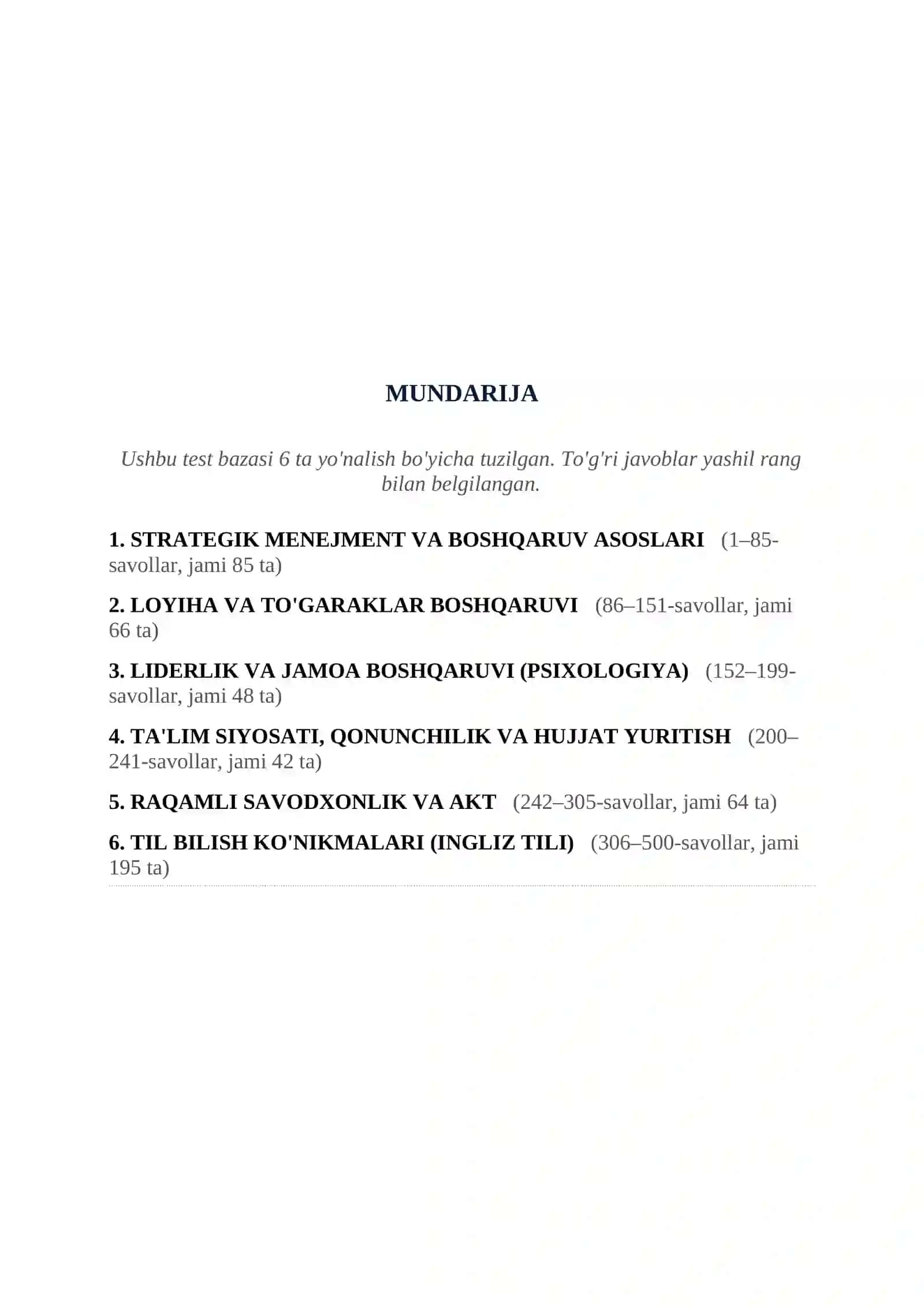Kelajak markazi direktorlari uchun test-2026 2