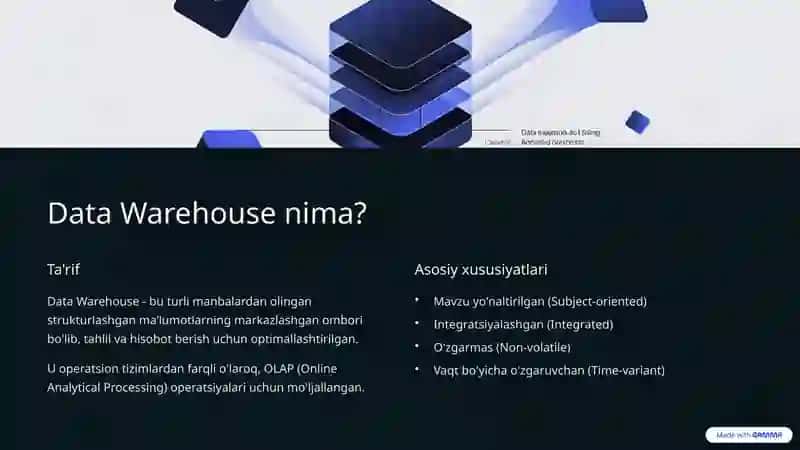 Data Warehousing amaliyoti 2