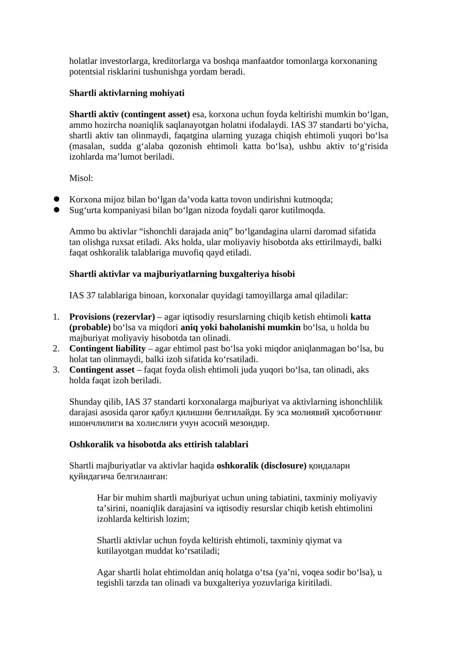 Hisobot davridan keyingi qoidalar va hodisalar-II 2