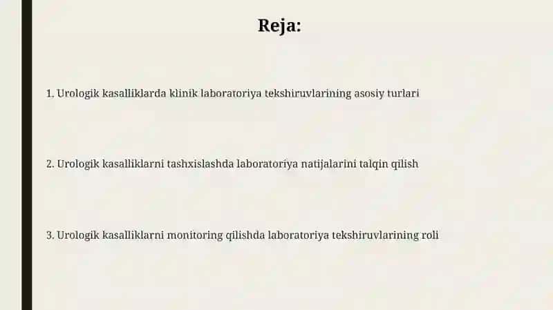 Urologik kasalliklarda klinik laboratoriya 2