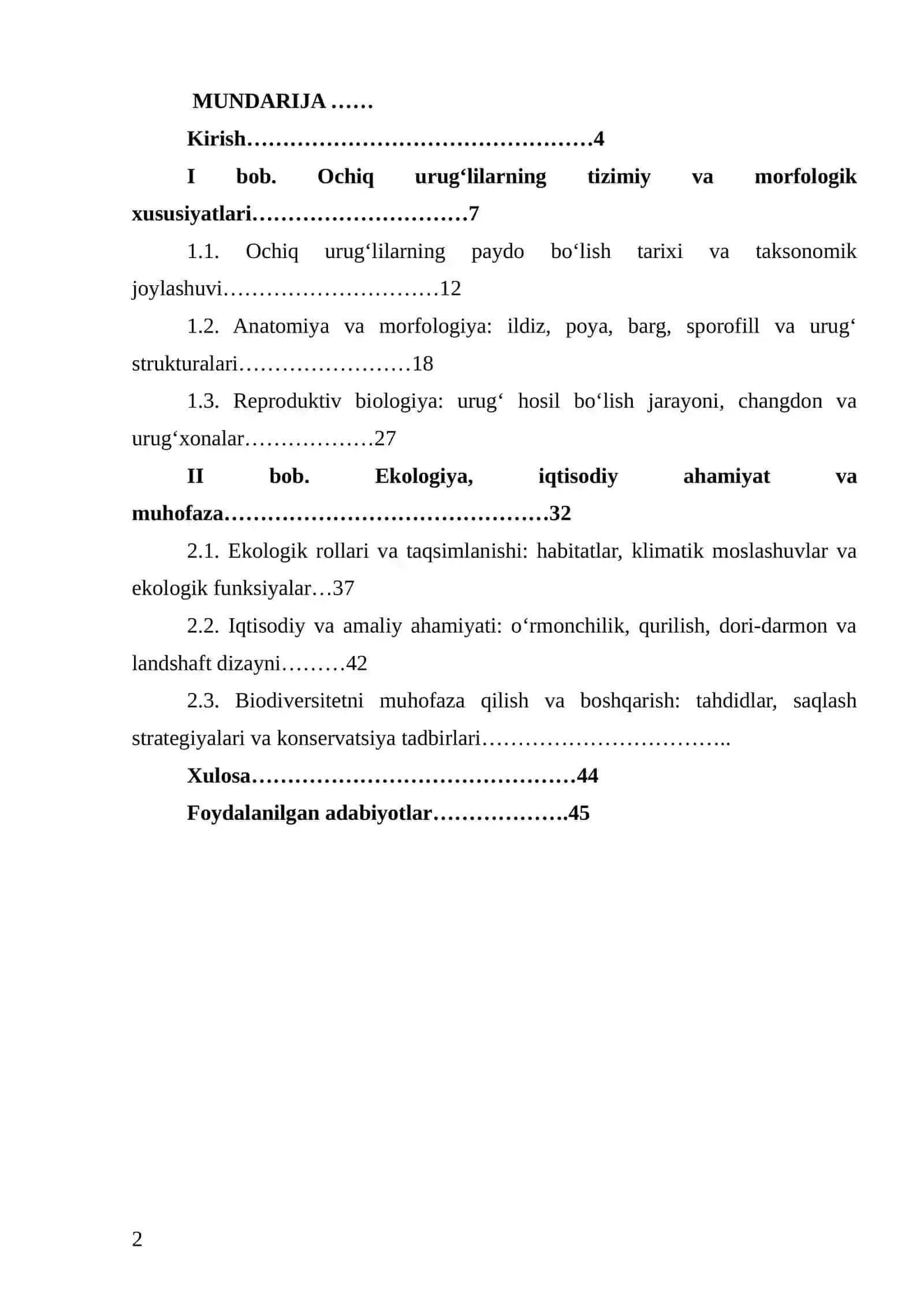 Ochiq urug‘lilar bo‘limi 2