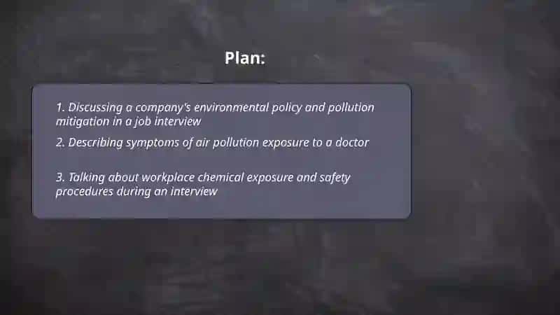 Environmental Problems( Job interview, at the doctor) 2