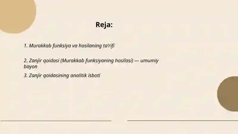 Murakkab funksiyaning hosilasi 2